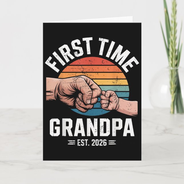 First Time Grandpa Est 2026 Baby Announcement Grea Kort (Framsida)