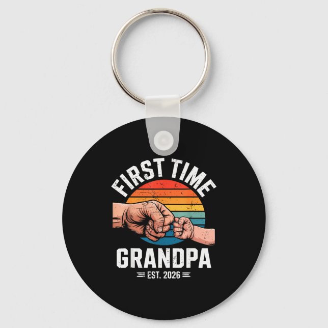 First Time Grandpa Est 2026 Baby Announcement Grea Nyckelring (Framsida)