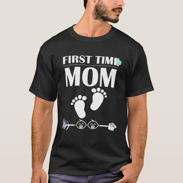 First Time Mom Announcemen Plus Size Cute Graphic T Shirt (Framsida)