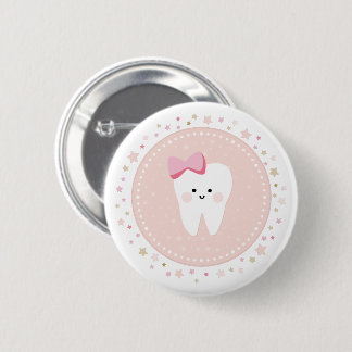 First Tooth Girl party Pin Button Knapp