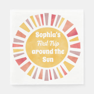 First Trip Around Sun Ballon For Girl Pappersservett