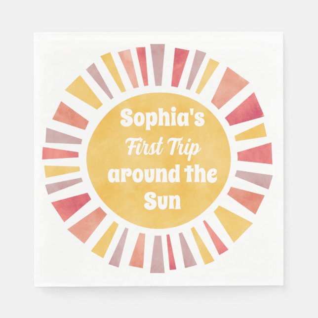 First Trip Around Sun Ballon For Girl Pappersservett (Framsidan)