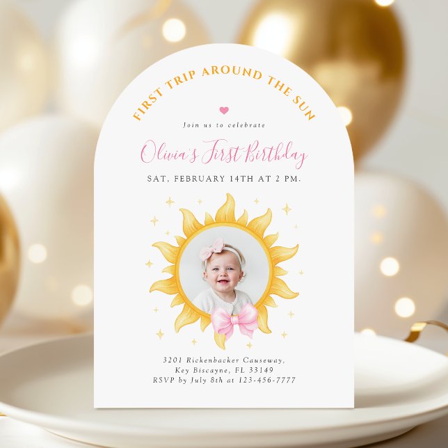 First Trip Around the Sun 1st Birthday Invitation Inbjudningar (Skapare uppladdad)