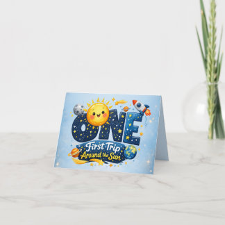 First Trip Around the Sun First Birthday Thank You Tack Kort