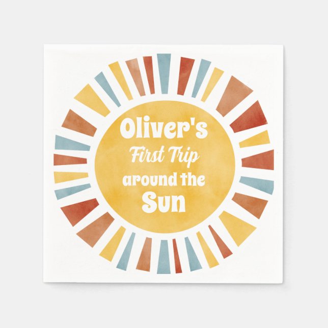 First Trip Around The Sun Invitation Pappersservett (Framsidan)