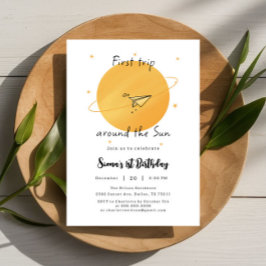 First Trip Around The Sun Paper Airplane Birthday Inbjudningar