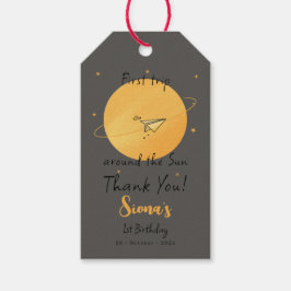 First Trip Around The Sun Paper Airplane Birthday Presentetikett