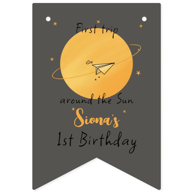 First Trip Around The Sun Paper Airplane Birthday Vimplar (Första flaggan)