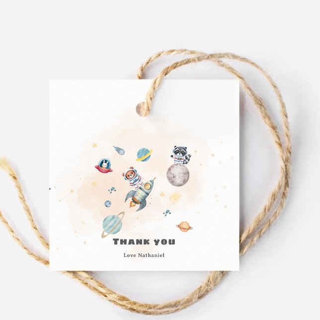 First Trip Around the Sun space animals Birthday  Gåvor Etiketter (Skapare uppladdad)