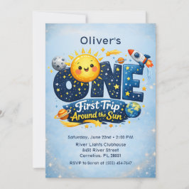 First Trip Around the Sun Space First Birthday Inbjudningar