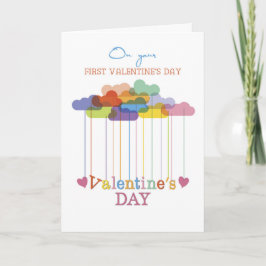 First Valentine’s Day Valentine Rainbow Clouds Helgkort