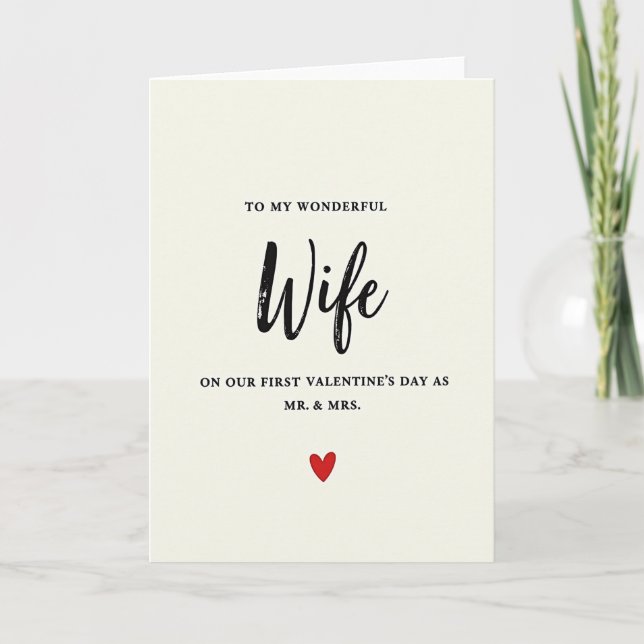 First Valentines Mr And Mrs Wife Card Kort (Framsida)