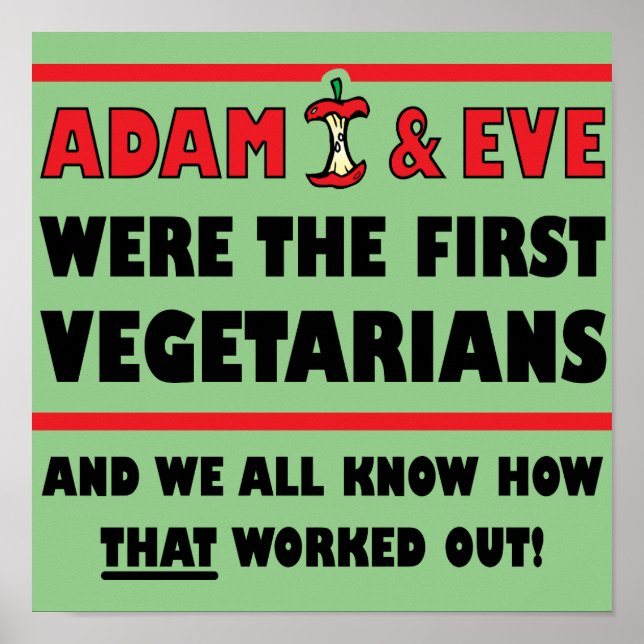 First Vegetarians Funny Poster Sign (Framsidan)