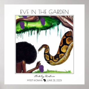 First Woman Black Kväll och Snake in Garden of Ede Poster