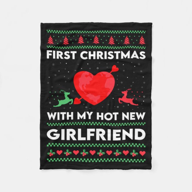 First Xmas With My New Girlfriend Men Ugly Christ  Fleecefilt (Framsidan)