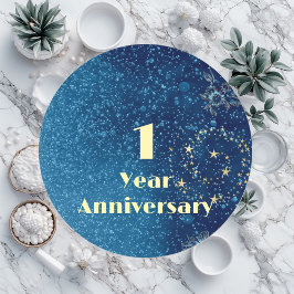 First Year Anniversary Bond & Seal Sparkling Blue Runt Klistermärke