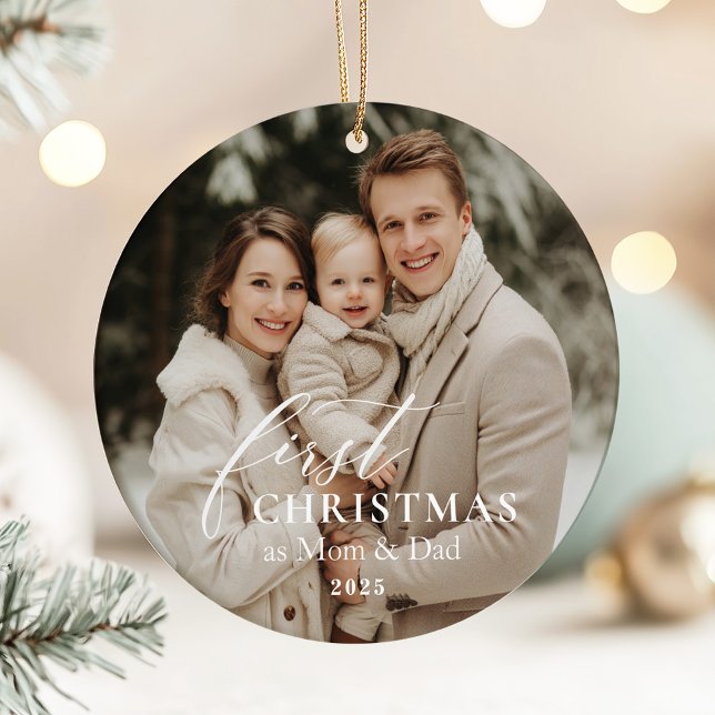First Year as Mom & Dad Christmas Photo  Julgransprydnad Keramik (Skapare uppladdad)