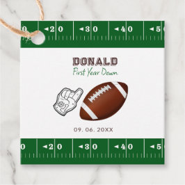 First Year Down Football Birthday  Gåvor Etiketter