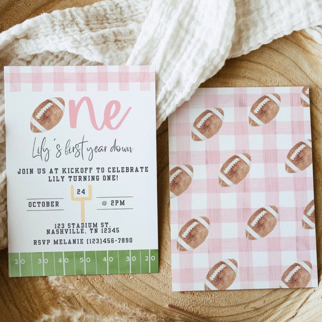 First Year Down Football Invitation, First Birthda Inbjudningar (Skapare uppladdad)