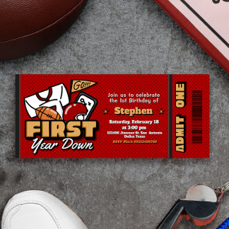 First Year Down - Football Ticket Inbjudningar