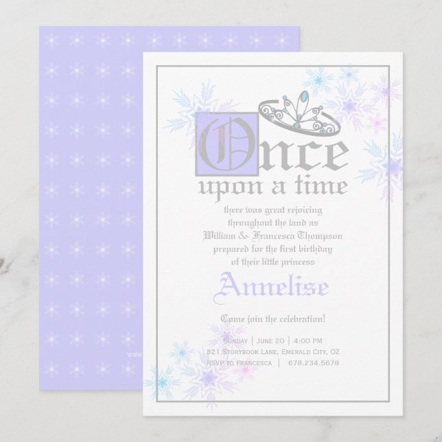 Firytale FÖDELSEDAGSFEST snö drottning inspirerad  Inbjudningar (Fram/baksida)
