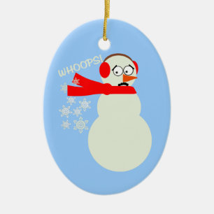 Fisa snögubbetecknaden julgransprydnad keramik