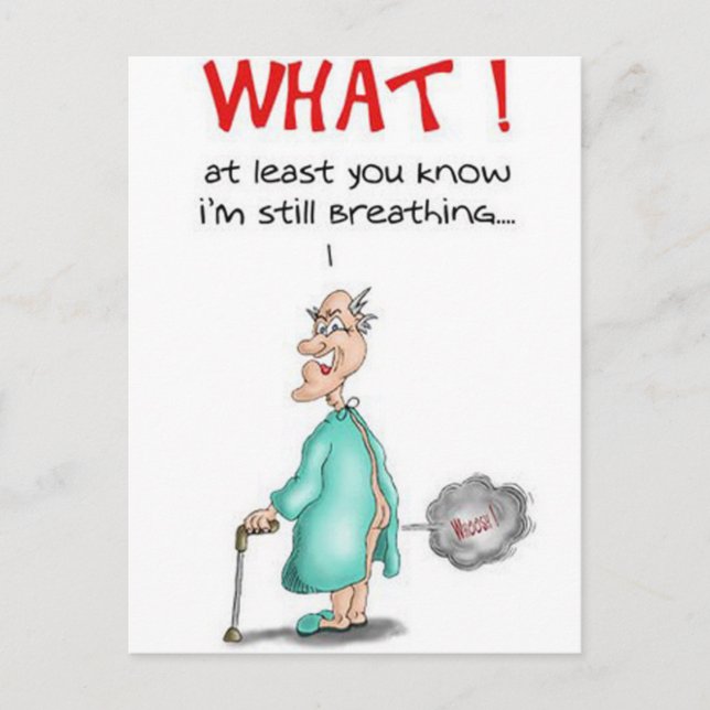 Fisande gammal man vykort (Framsida)