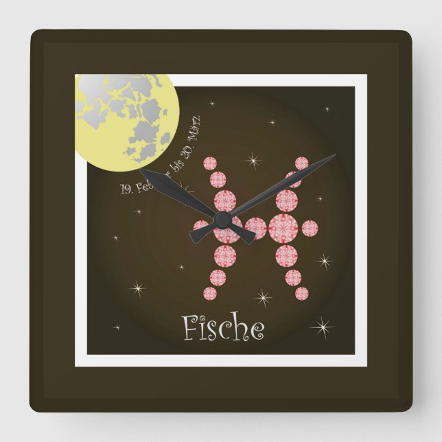Fische 19. Februar bis 20. März Uhr Fyrkantig Klocka (Framsida)