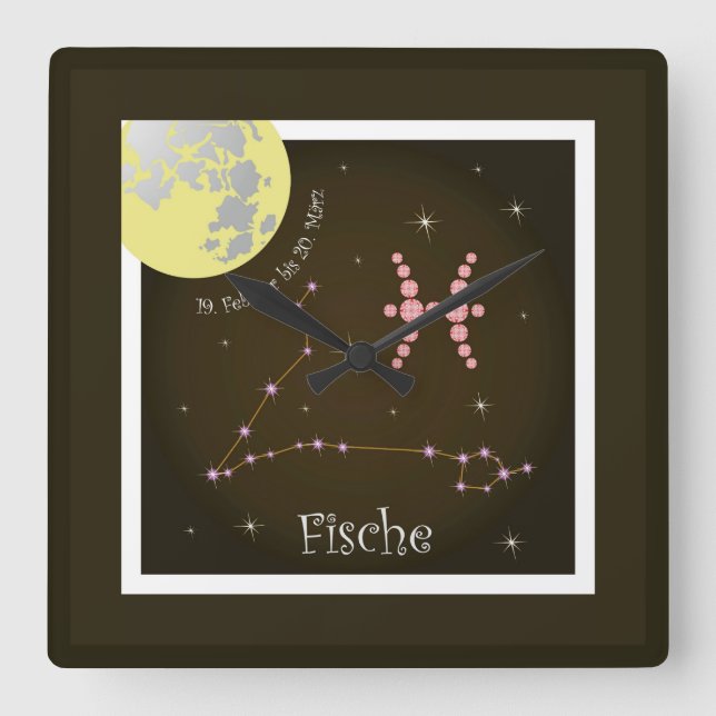 Fische 19. Februar bis 20. März Uhr Fyrkantig Klocka (Framsida)