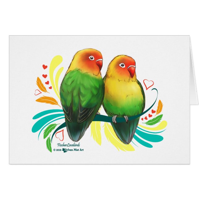 Fischer Lovebird Hälsningskort (Framsidan Horizontal)