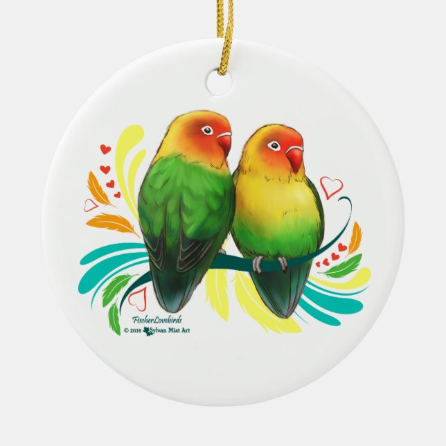 Fischer Lovebird Julgransprydnad Keramik (Framsidan)