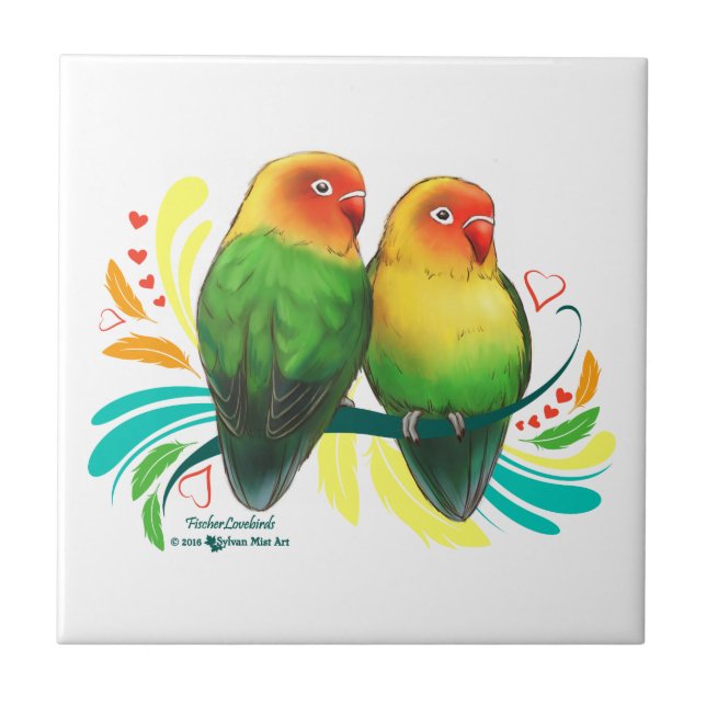 Fischer Lovebird Kakelplatta (Framsidan)