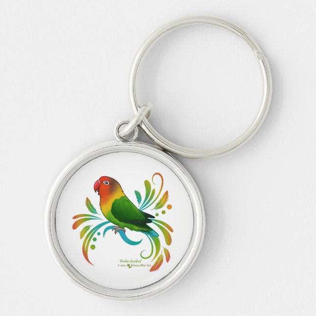 Fischer Lovebird Rund Silverfärgad Nyckelring (Framsidan)