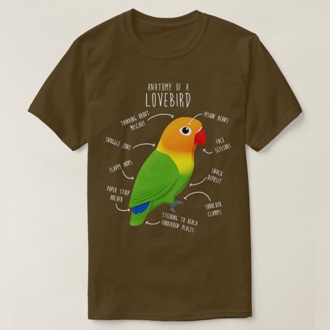 Fischers Lovebird Parrot Anatomy T Shirt (Design framsida)