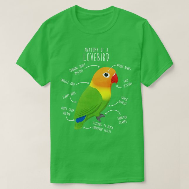 Fischers Lovebird Parrot Anatomy T Shirt (Design framsida)