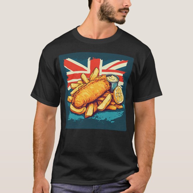 Fish and Chips Lover Classic British Food T Shirt (Framsida)