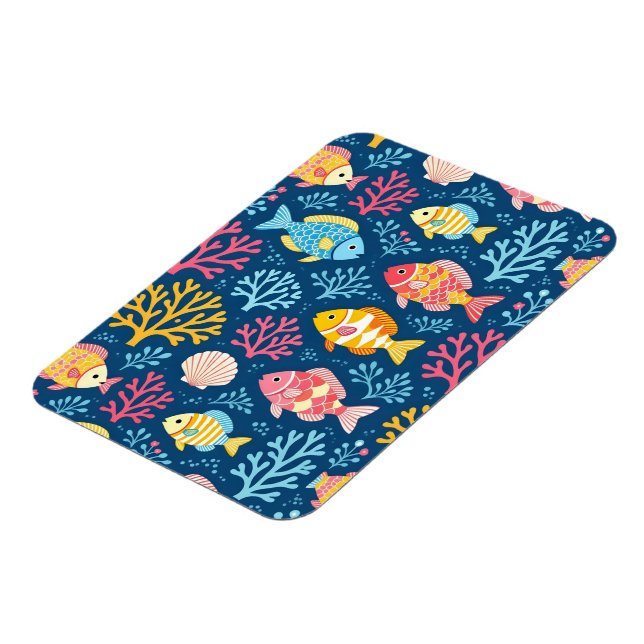 Fish and coral nautical blue magnet (Vänstra Sidan)