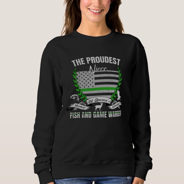 Fish and Game Warden Niece Thin Green Line T Shirt (Framsida)