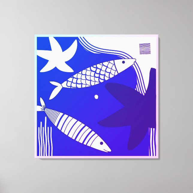 Fish and Star Fish Canvas Wall Art (Framsida)