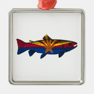 Fish Arizona Flagga Trout Julgransprydnad Metall