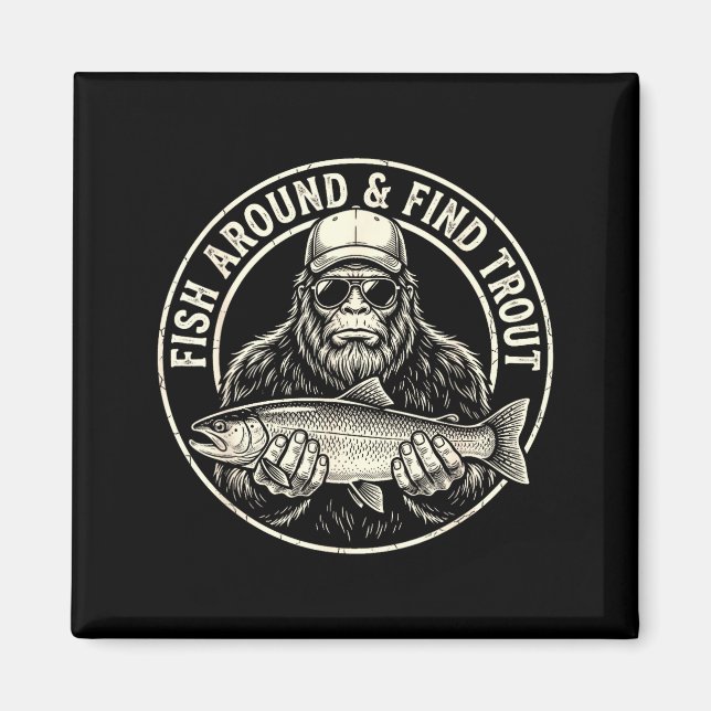 Fish around and find trout fishing bigfoot magnet (Framsidan)