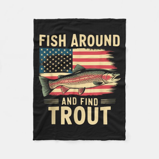 Fish Around And Find Trout Funny Fishing Fishermen Fleecefilt (Framsidan)