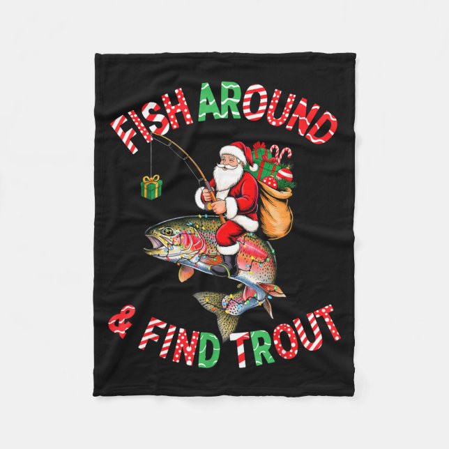 Fish Around Find Trout, Funny Fisherman Fishing Ch Fleecefilt (Framsidan)