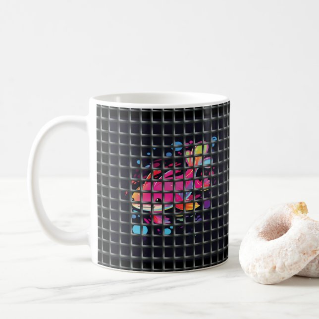 Fish Behind Net Illustration Kaffemugg (Med munk)