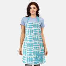 Fish Block Print Nautical -Turqoise Monogram