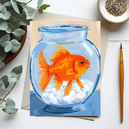 Fish Bowl | Goldfish Watercolor Painted Vykort