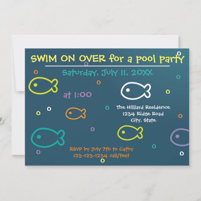 Fish & Bubbles - Poolparty inbjudan (Framsida)