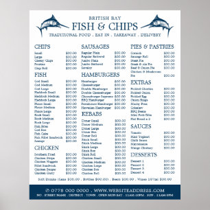Fish & Chip Shop Restaurangmeny Poster