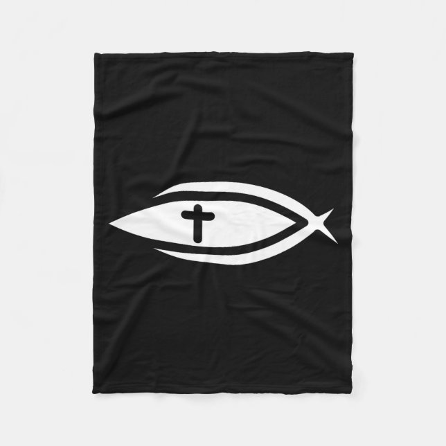 Fish Cross Jesus Christian Prayers Mens Womens  Fleecefilt (Framsidan)