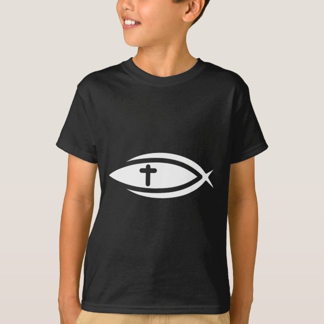 Fish Cross Jesus Christian Prayers Mens Womens  T Shirt (Framsida)